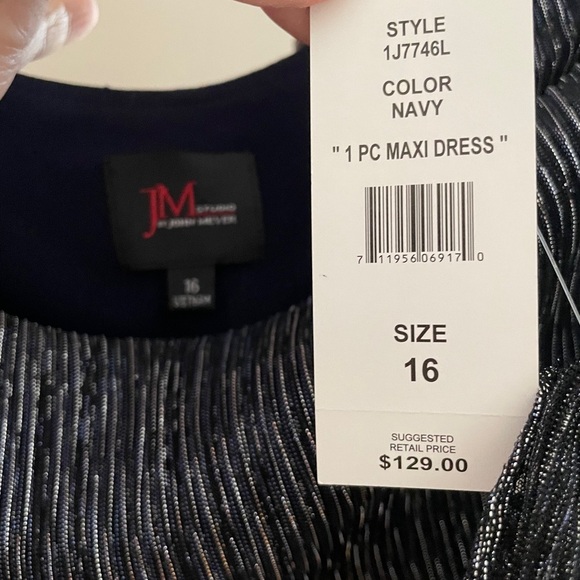 JM studio by John Meyer Elegant Navy and Silver Evening Dress size 16 - Picture 4 of 5